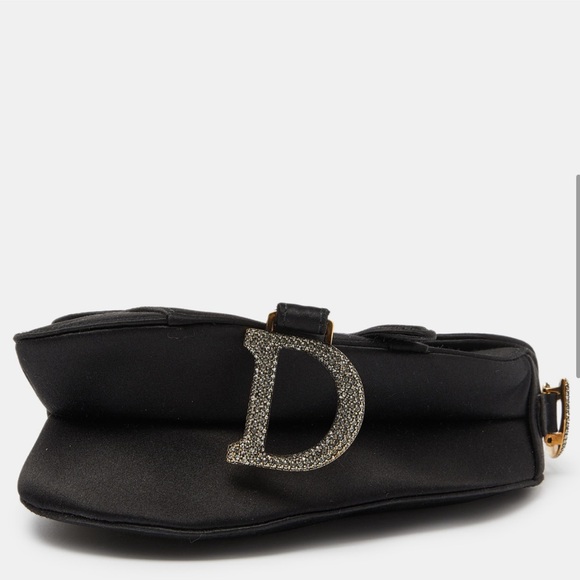 Authentic Christian Dior Black Mini Satin Saddle Bag with Crystals - Picture 6 of 6